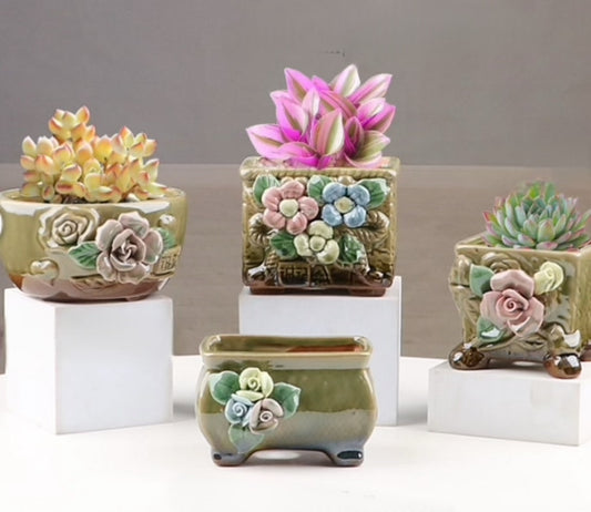Cute Handcrafted Ceramic Succulent Pot – Trendy Mini Planter Perfect for succulents and small plants. Unique, Instagram-worthy design. Clearance sale!