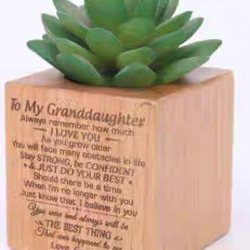 Small Square Wooden Planter for Home Desk Decoration