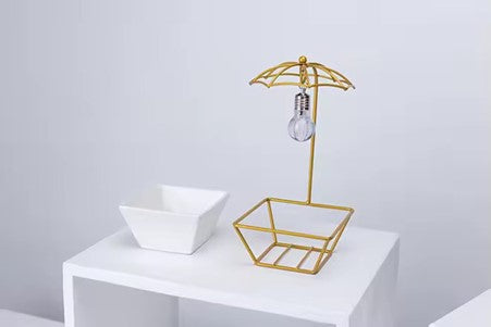 Lighted Ceramic Planter - For succulents/cactus, with drainage hole, ideal for home desk.